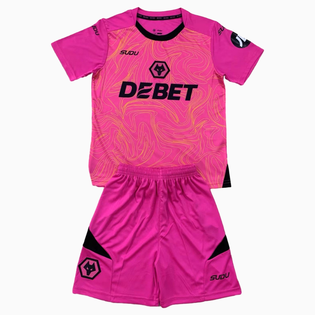 ManixJersey.com | Wolverhampton Wanderers Wolves 24-25 Goalkeeper Pink Kids Kit -Customize Name, Number and Patch | Worldwide Shipping