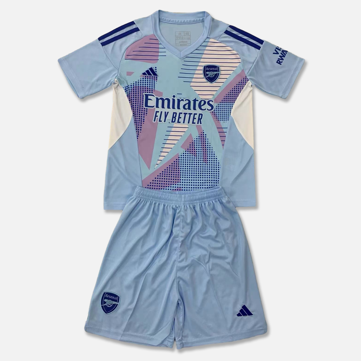 SIUjerseys-Arsenal 24-25 Lake Blue Goalkeeper Kids Kit