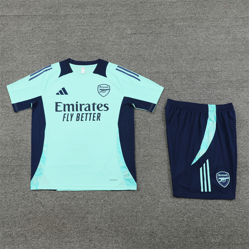 ManixJersey.com | Arsenal 24-25 Short-Sleeve Training Kids Kit - Lake Blue -Customize Name, Number and Patch | Worldwide Shipping