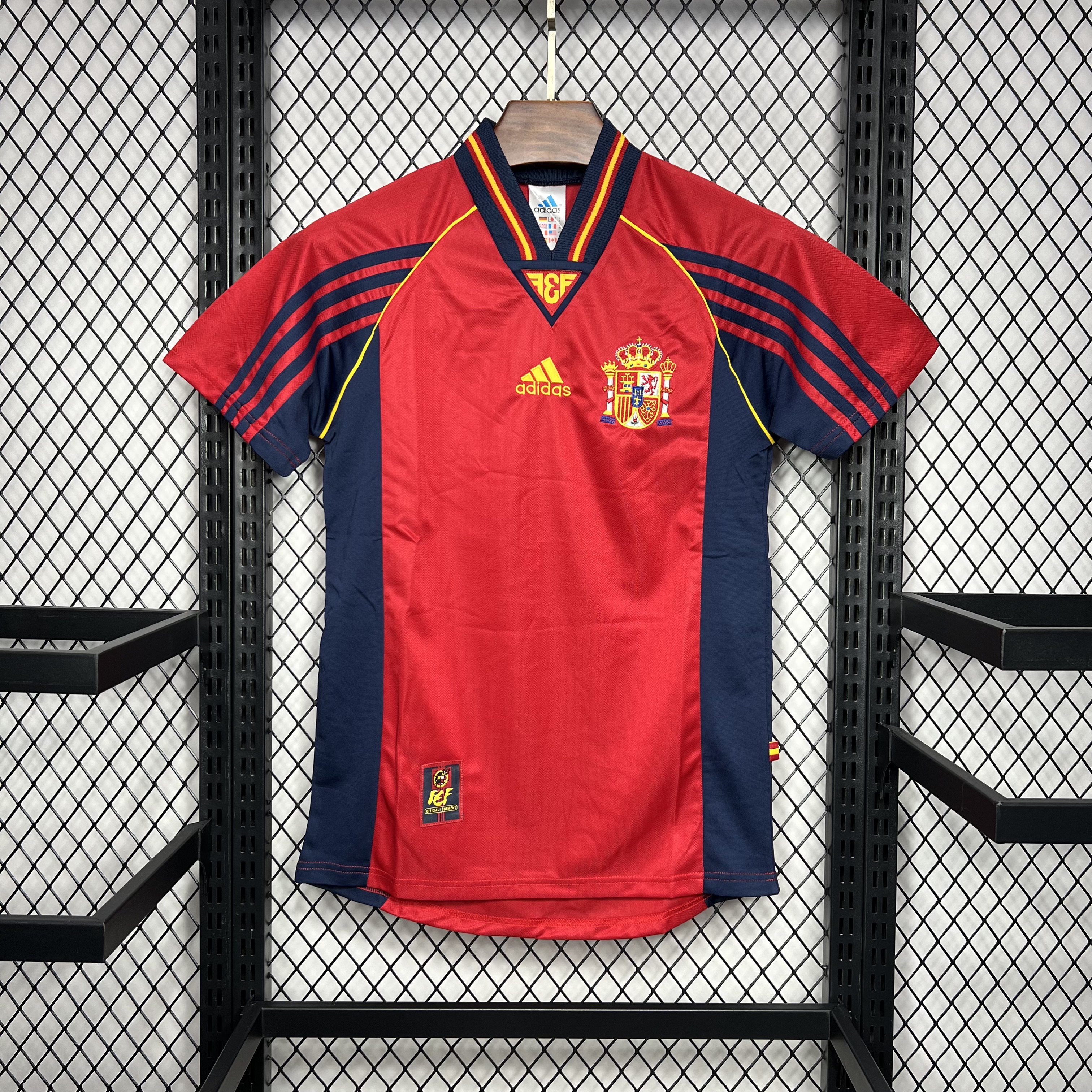 JerseysGala.com | Retro Spain 1998 Home Stadium Jersey -Customize Name, Number and Patch | Worldwide Shipping