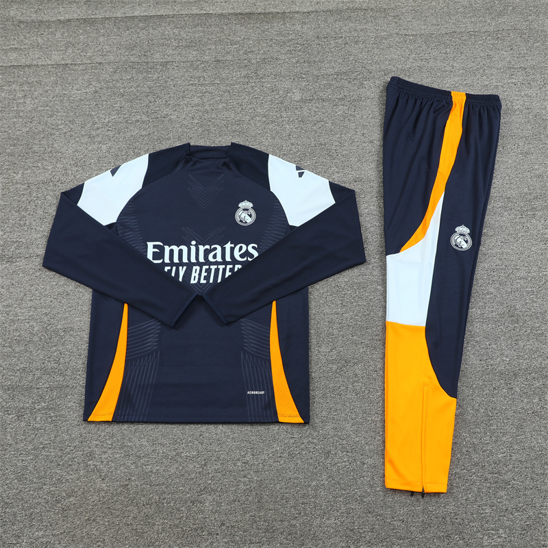 JerseysGala.com | Real Madrid 24-25 Long Sleeve Training Set - Player Version - Royal Blue -Customize Name, Number and Patch | Worldwide Shipping