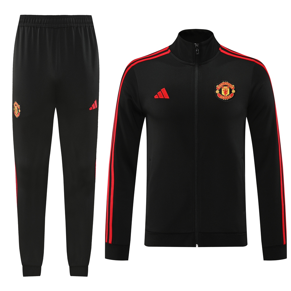 ManixJersey.com | Manchester United 24-25 Jacket Training Tracksuit - Black -Customize Name, Number and Patch | Worldwide Shipping