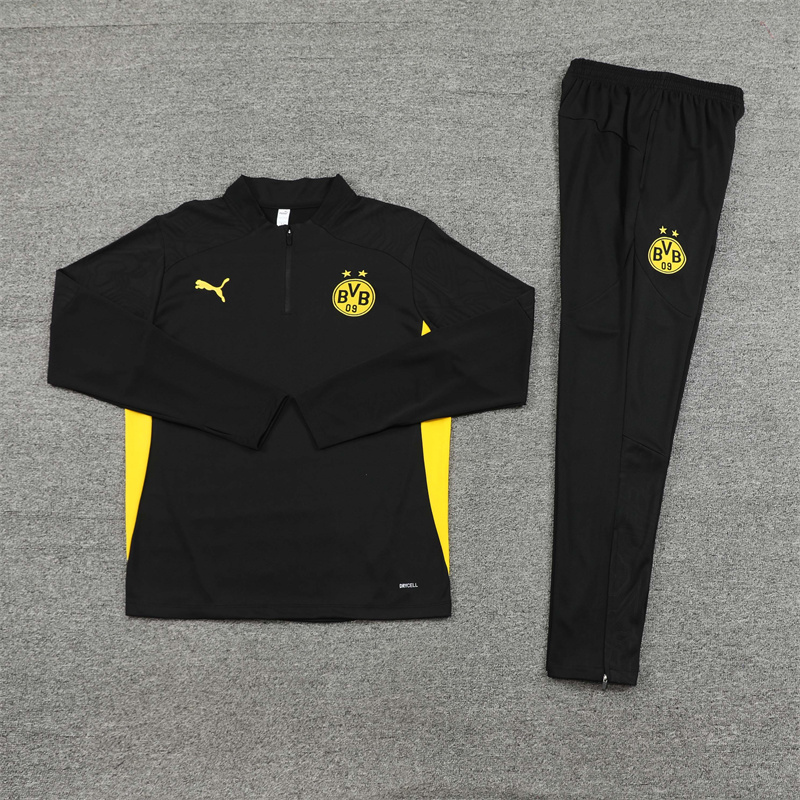 JerseysGala.com | Dortmund 24-25 Long Sleeve Training Set - Black -Customize Name, Number and Patch | Worldwide Shipping