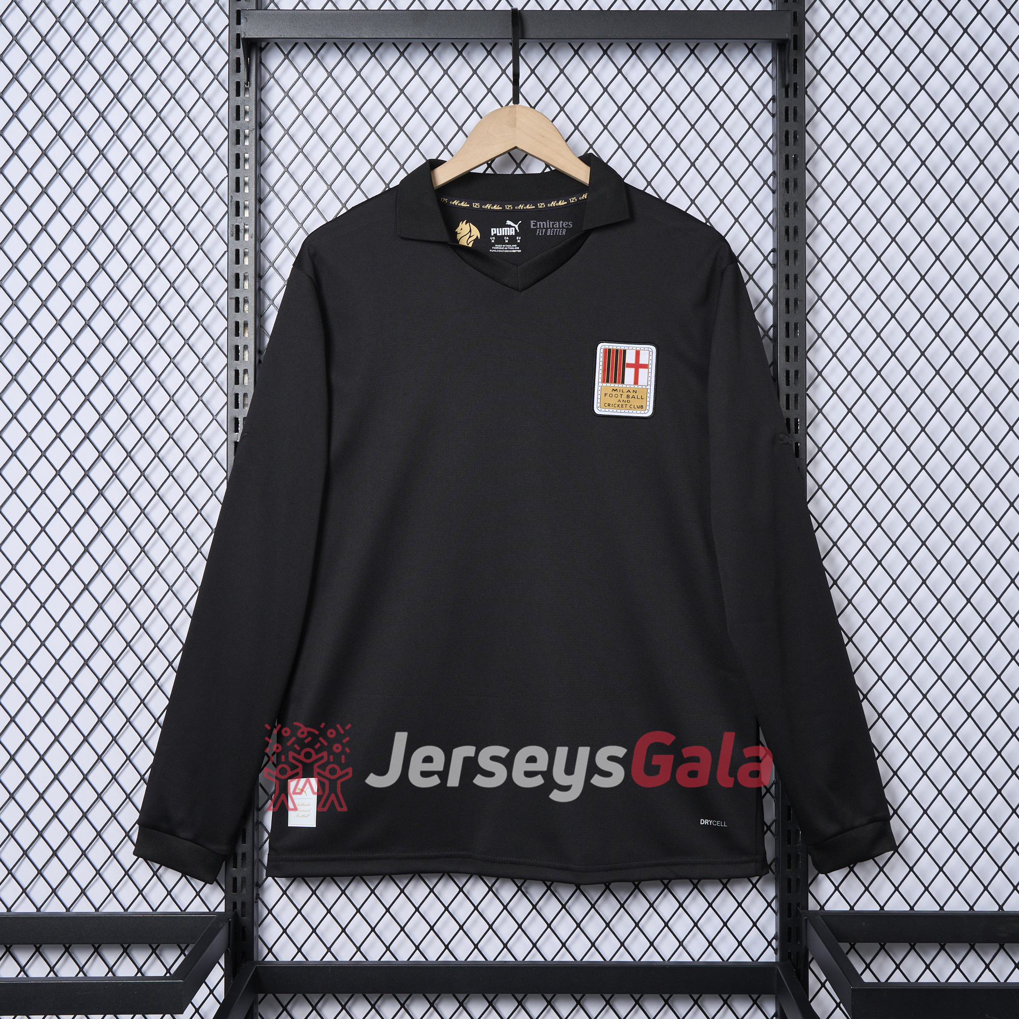 JerseysGala.com | AC Milan 24-25 125th Anniversary Long Sleeves Black GK Jersey - Fans Version -Customize Name, Number and Patch | Worldwide Shipping