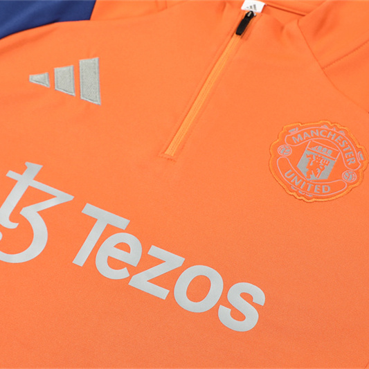 ManixJersey.com | Manchester United 24-25 Long Sleeve Training Set - Orange -Customize Name, Number and Patch | Worldwide Shipping