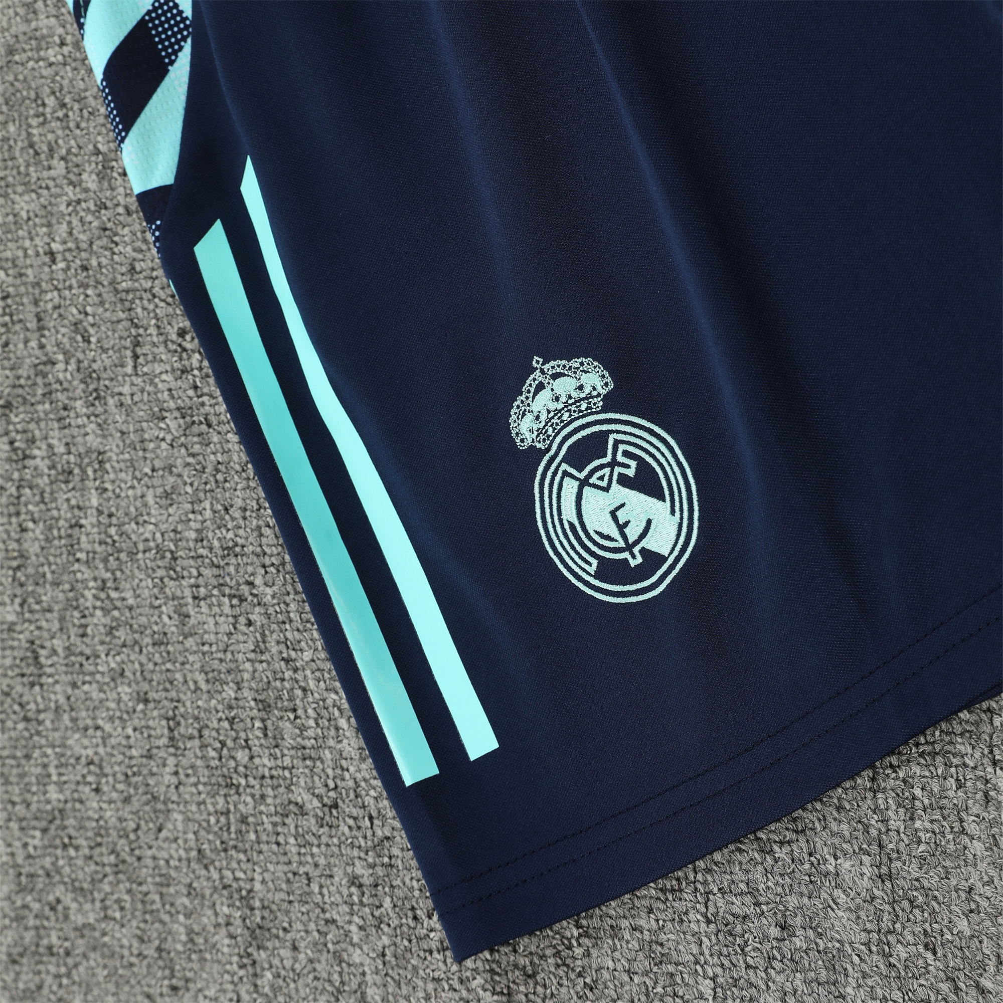 JerseysGala.com | Real Madrid 24-25 Vest Training Set - Light Green Vest & Deep Blue Shorts -Customize Name, Number and Patch | Worldwide Shipping
