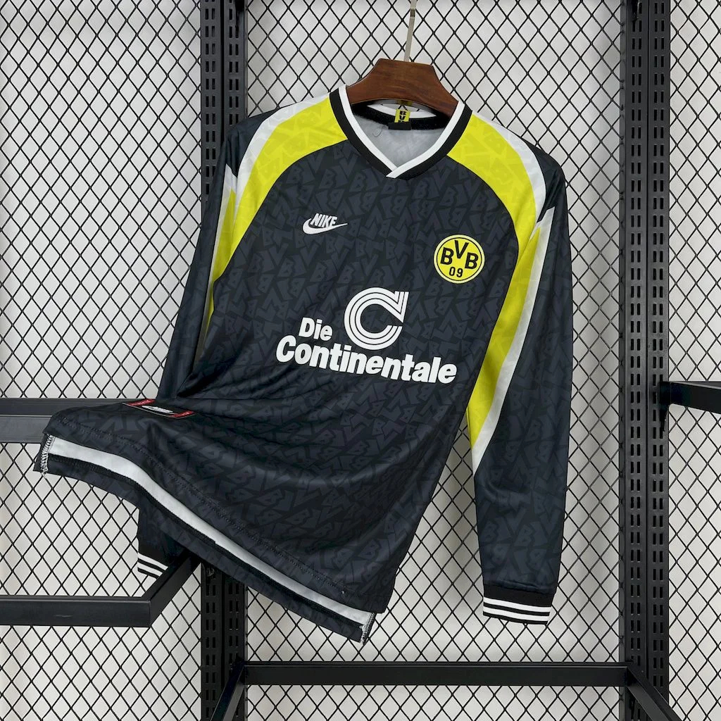 ManixJersey.com | Retro Dortmund 1995-96 Away Long Sleeves Jersey -Customize Name, Number and Patch | Worldwide Shipping