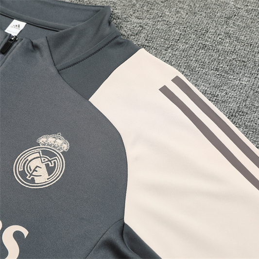 ManixJersey.com | Real Madrid 24-25 Kids Long Sleeve Training Set - Deep Grey -Customize Name, Number and Patch | Worldwide Shipping
