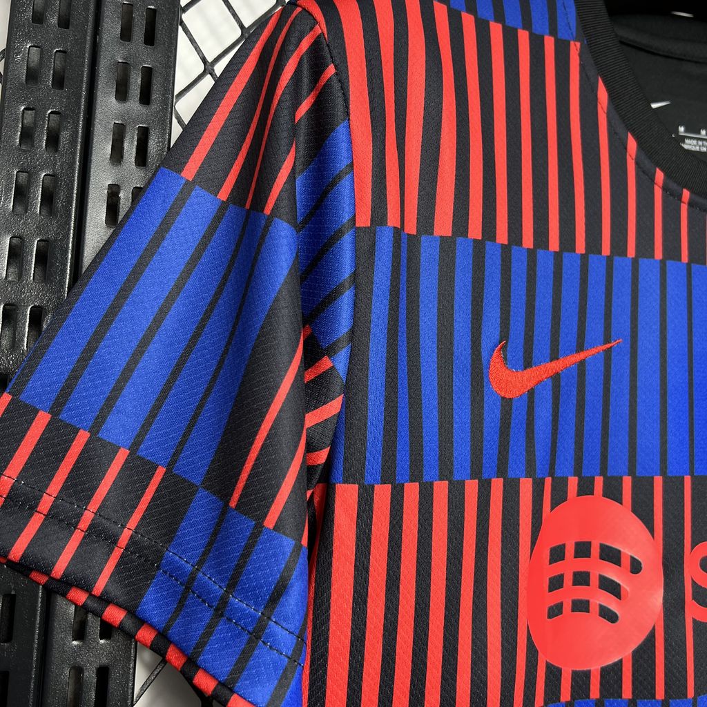 foot-Barcelona 24-25 Stripe Pre-Match Training Jersey - Fans Version