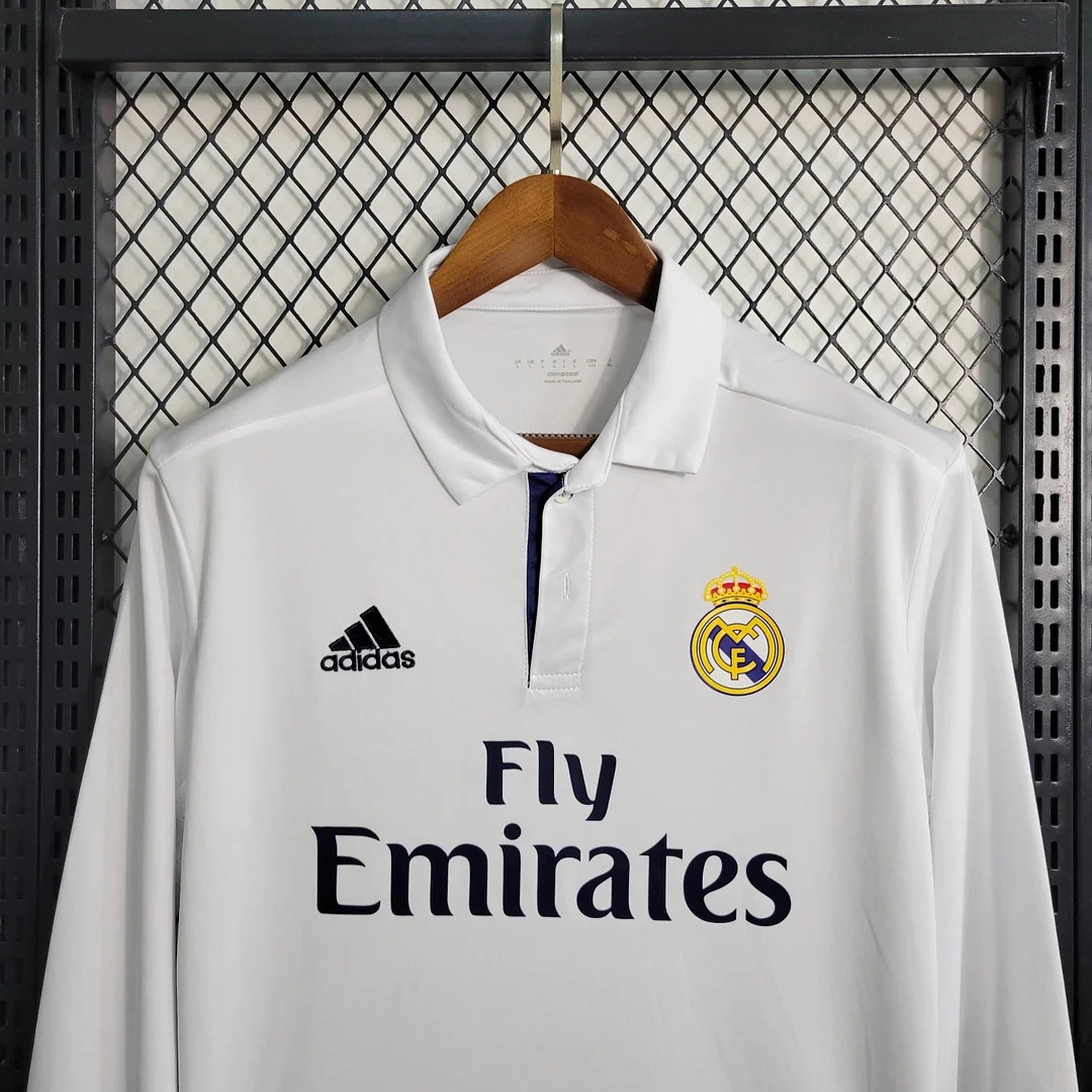 JerseysGala.com | Retro Real Madrid 16-17 Home Long Sleeve Jersey -Customize Name, Number and Patch | Worldwide Shipping