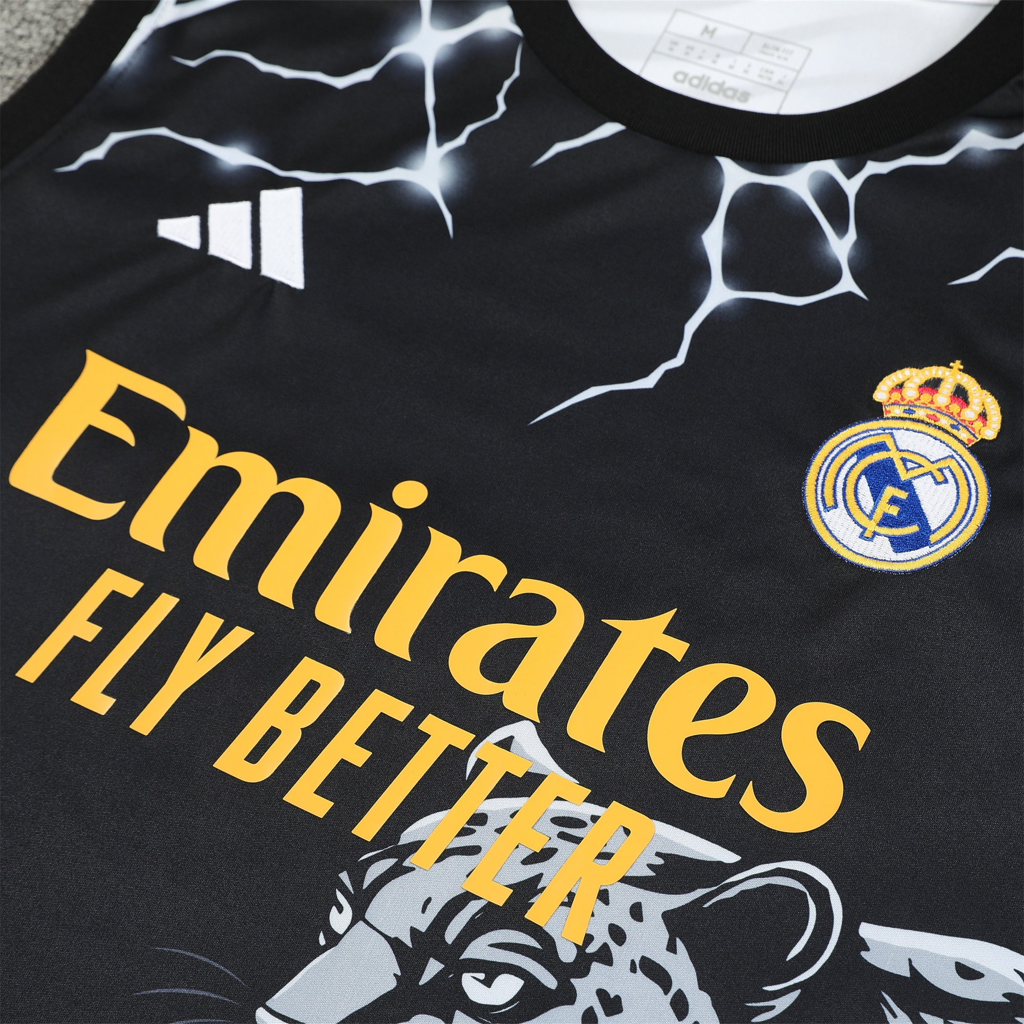 JerseysGala.com | Real Madrid 24-25 Vest Training Set - White & Black Leopard -Customize Name, Number and Patch | Worldwide Shipping