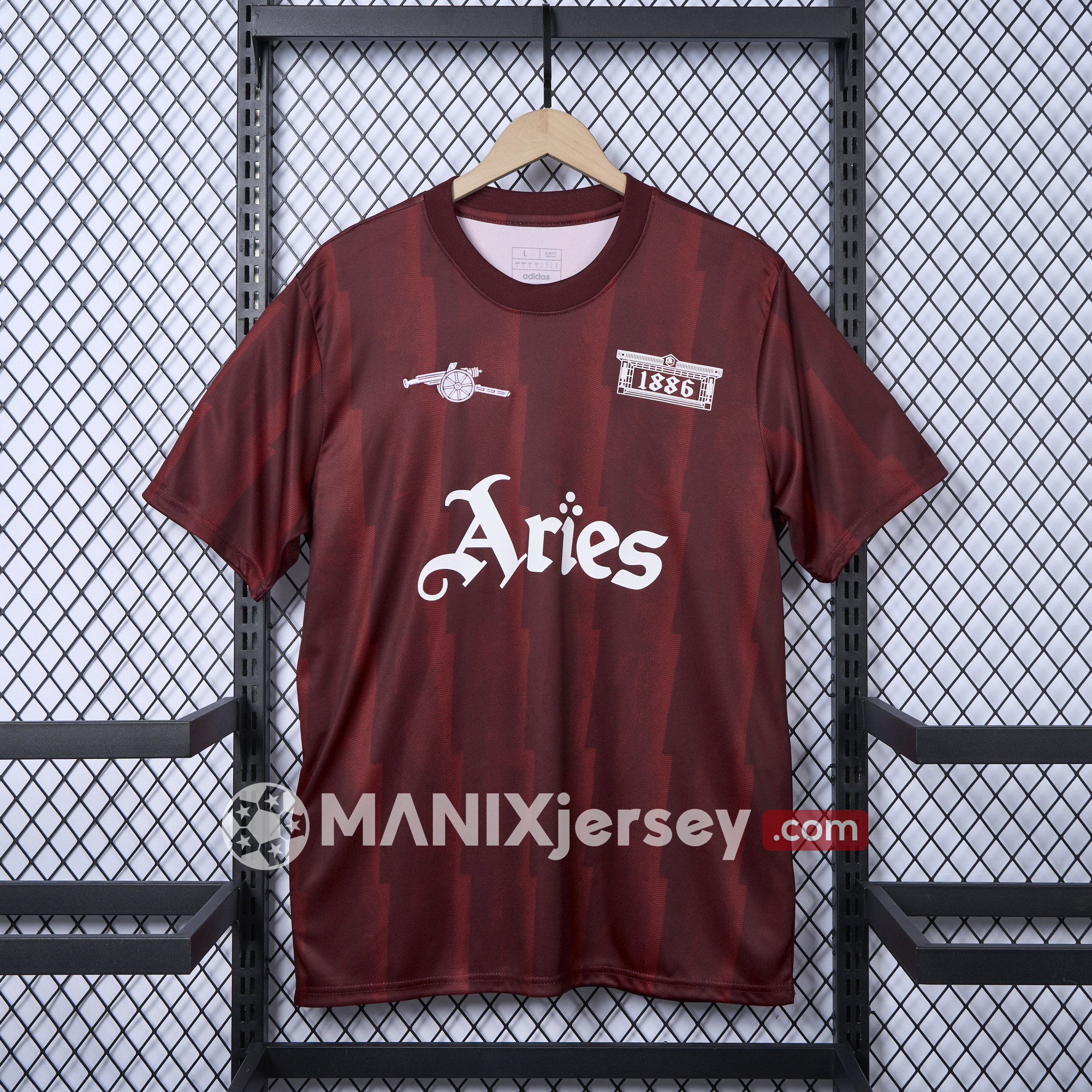 ManixJersey.com | Arsenal x Aries 24-25 Vintage Red T-shirts -Customize Name, Number and Patch | Worldwide Shipping