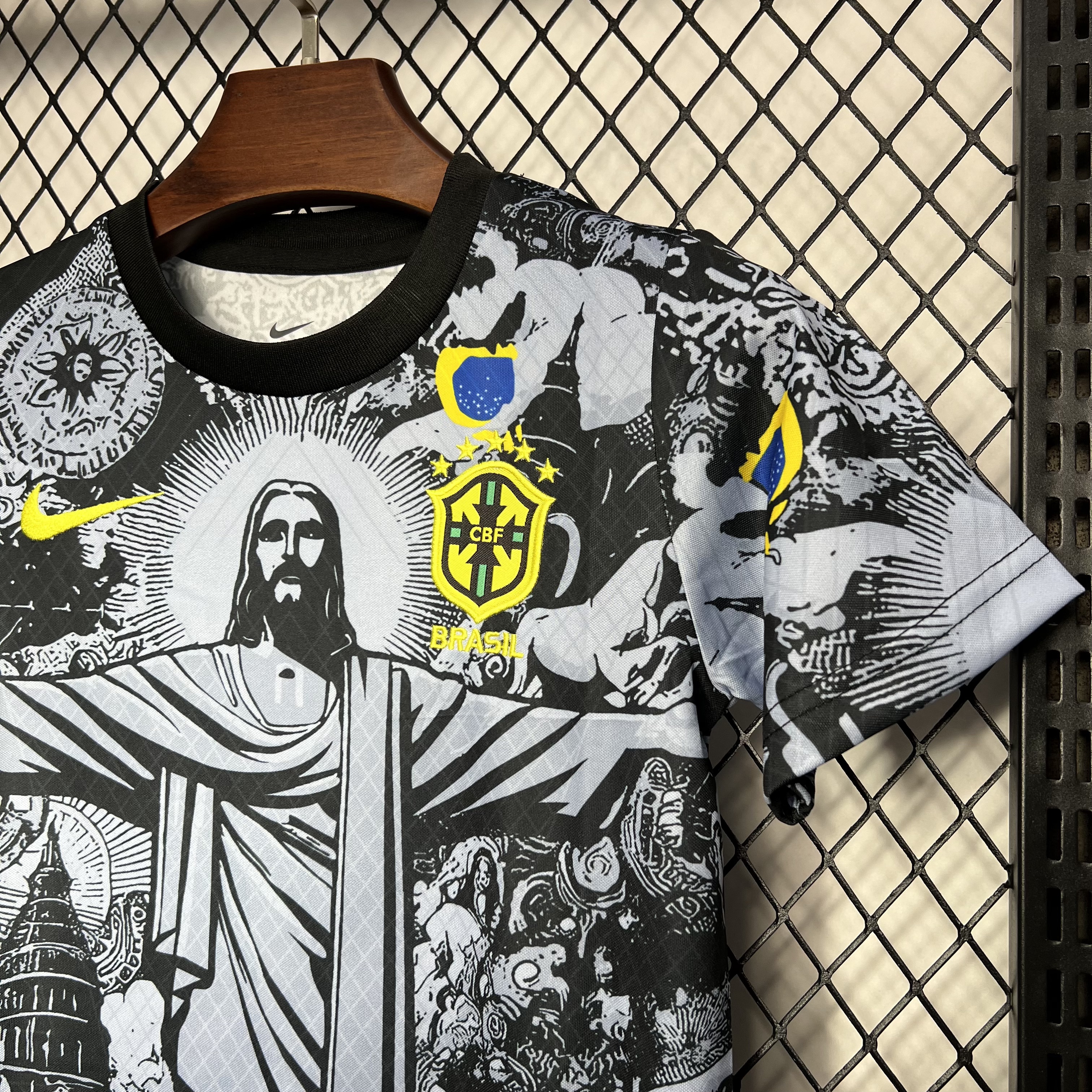SIUjerseys-Brazil 2024 Christ the Redeemer Statue Kids Kit - Black