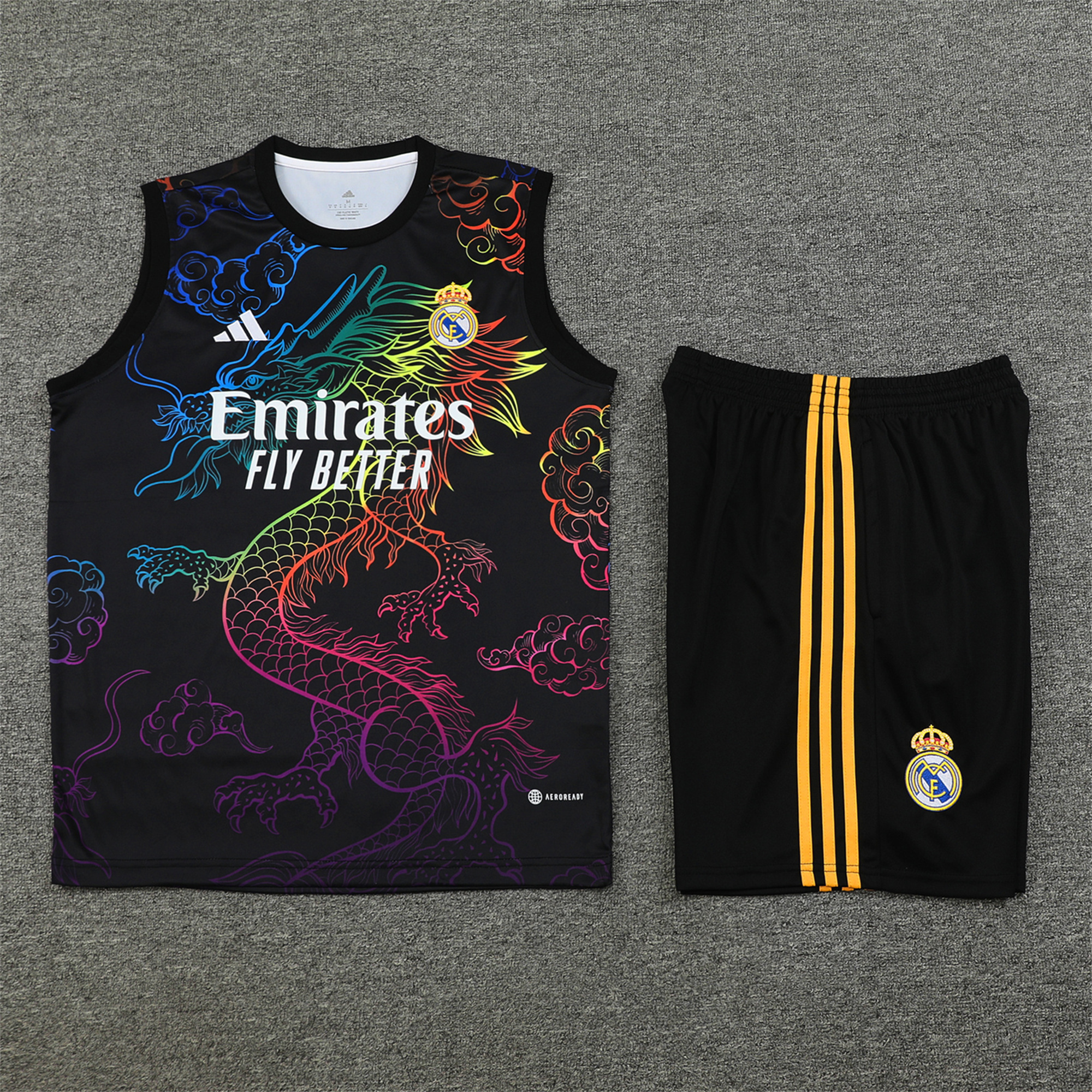 SIUjerseys-Real Madrid 24-25 Vest Training Set - Black Dragon