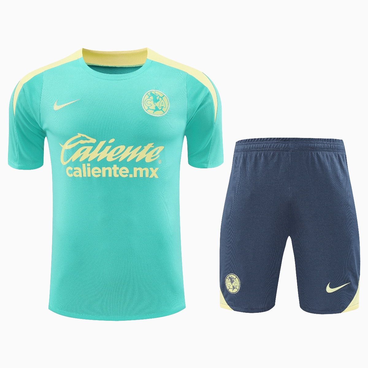 ManixJersey.com | Club América 24-25 Short-Sleeve Training Set - Light Green Top & Grey Shorts -Customize Name, Number and Patch | Worldwide Shipping