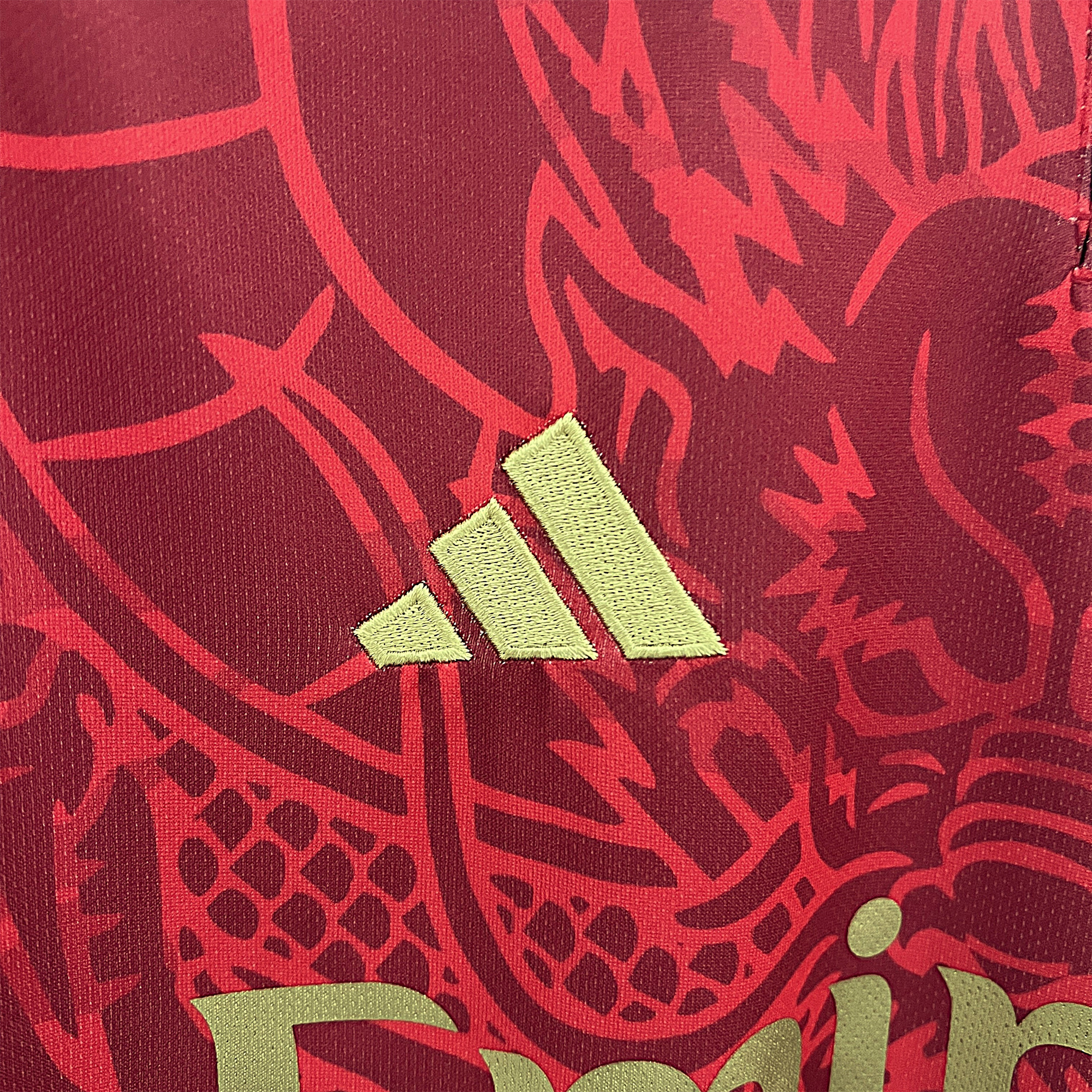 ManixJersey.com | Real Madrid 24-25 Red Colorful Dragon Speical Jersey - Fans Version -Customize Name, Number and Patch | Worldwide Shipping