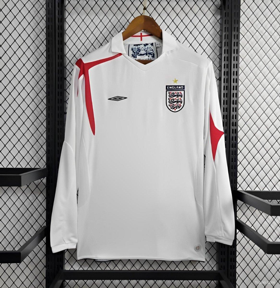ManixJersey.com | Retro England 2006 Home Long Sleeve Jersey -Customize Name, Number and Patch | Worldwide Shipping
