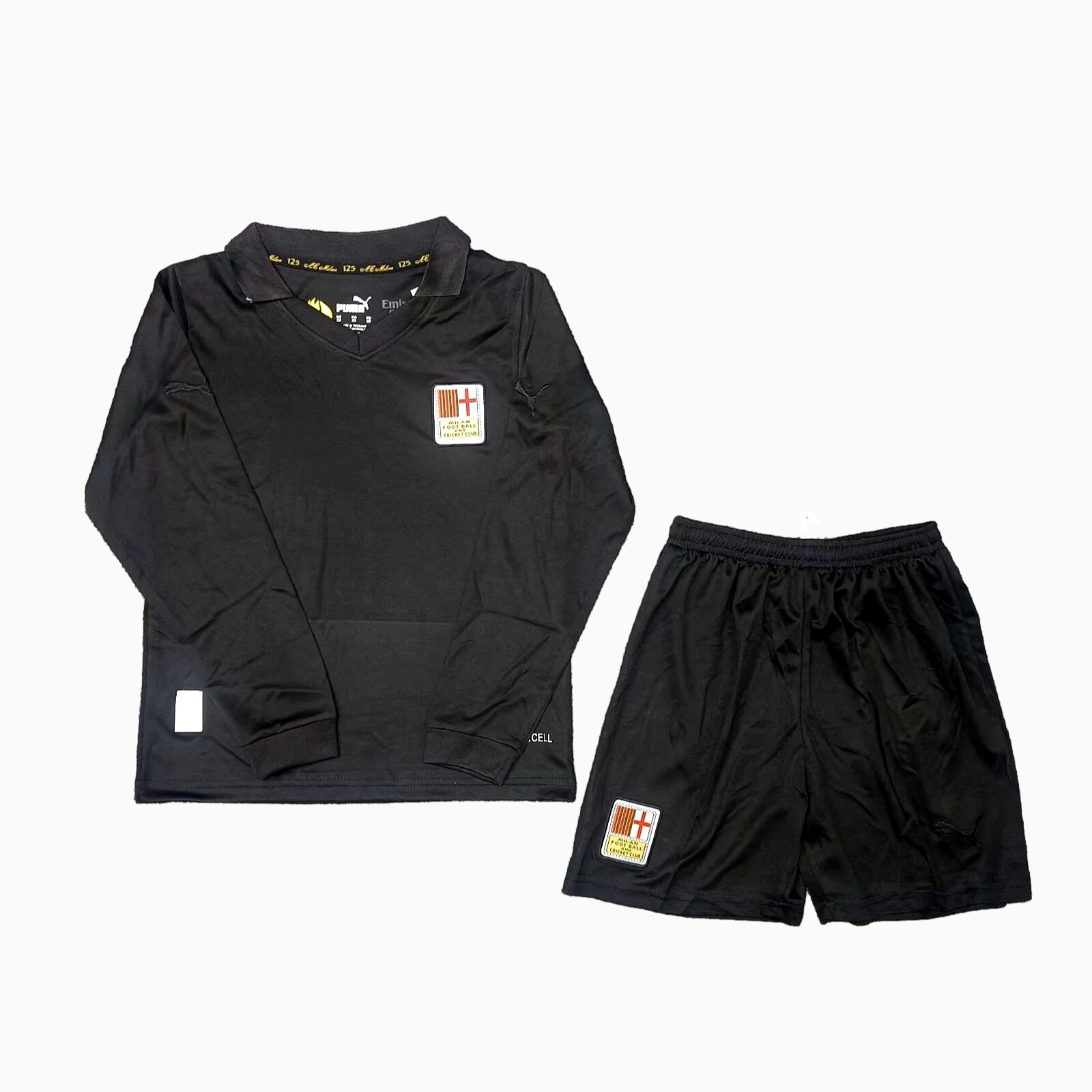 SIUjerseys-AC Milan 24-25 125th Anniversary Black GK Long Sleeves Kids Kit