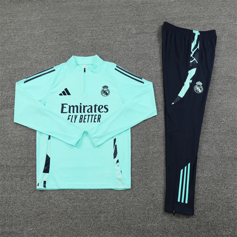 JerseysGala.com | Real Madrid 24-25 Long Sleeve Training Set - Light Green -Customize Name, Number and Patch | Worldwide Shipping