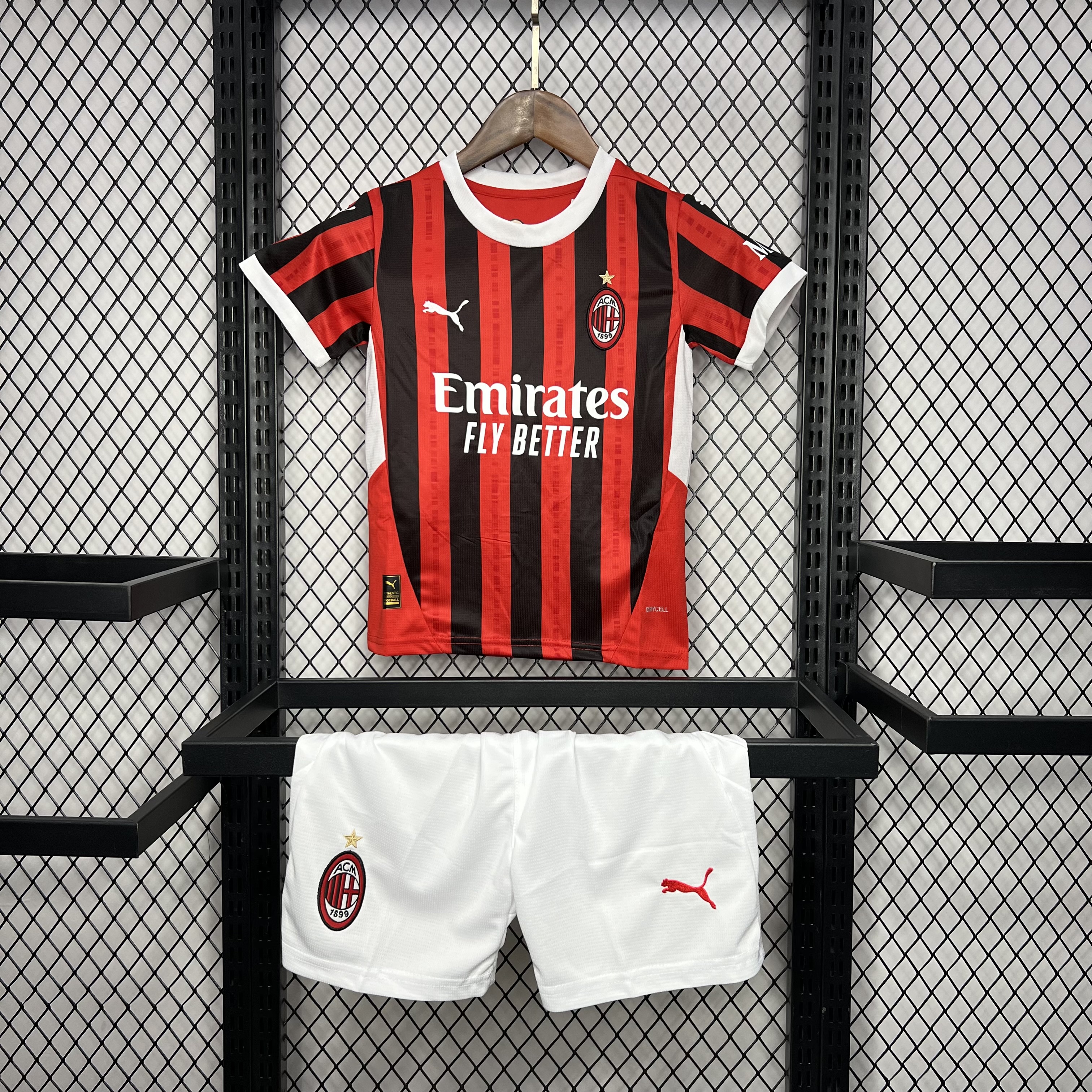 ManixJersey.com | AC Milan 24-25 Home Stadium Kids Kit -Customize Name, Number and Patch | Worldwide Shipping