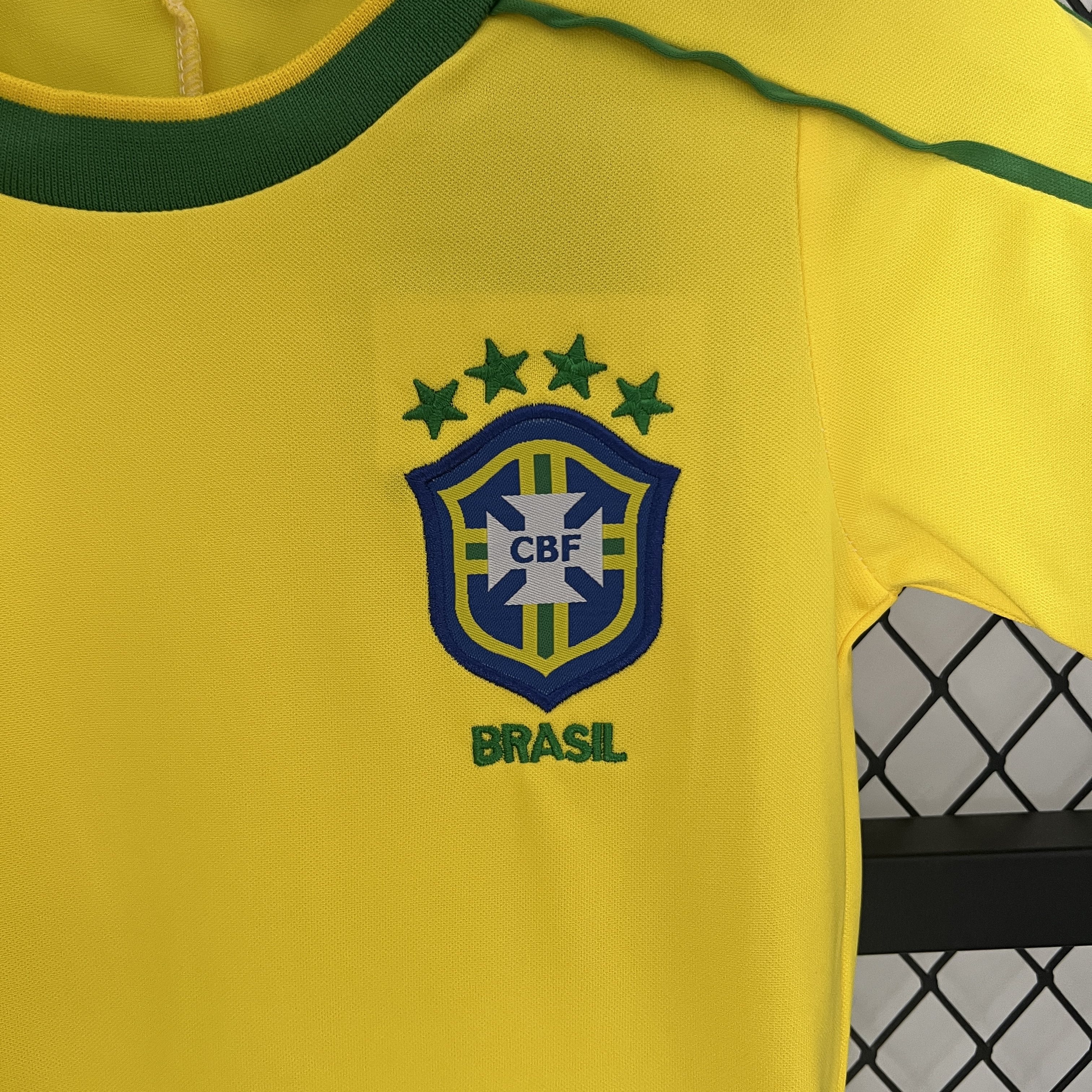 SIUjerseys-Retro Brazil 1998 Home Stadium Kids Kit