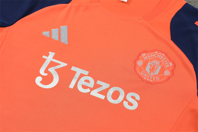 ManixJersey.com | Manchester United 24-25 Short-Sleeve Training Kids Kit - Orange -Customize Name, Number and Patch | Worldwide Shipping