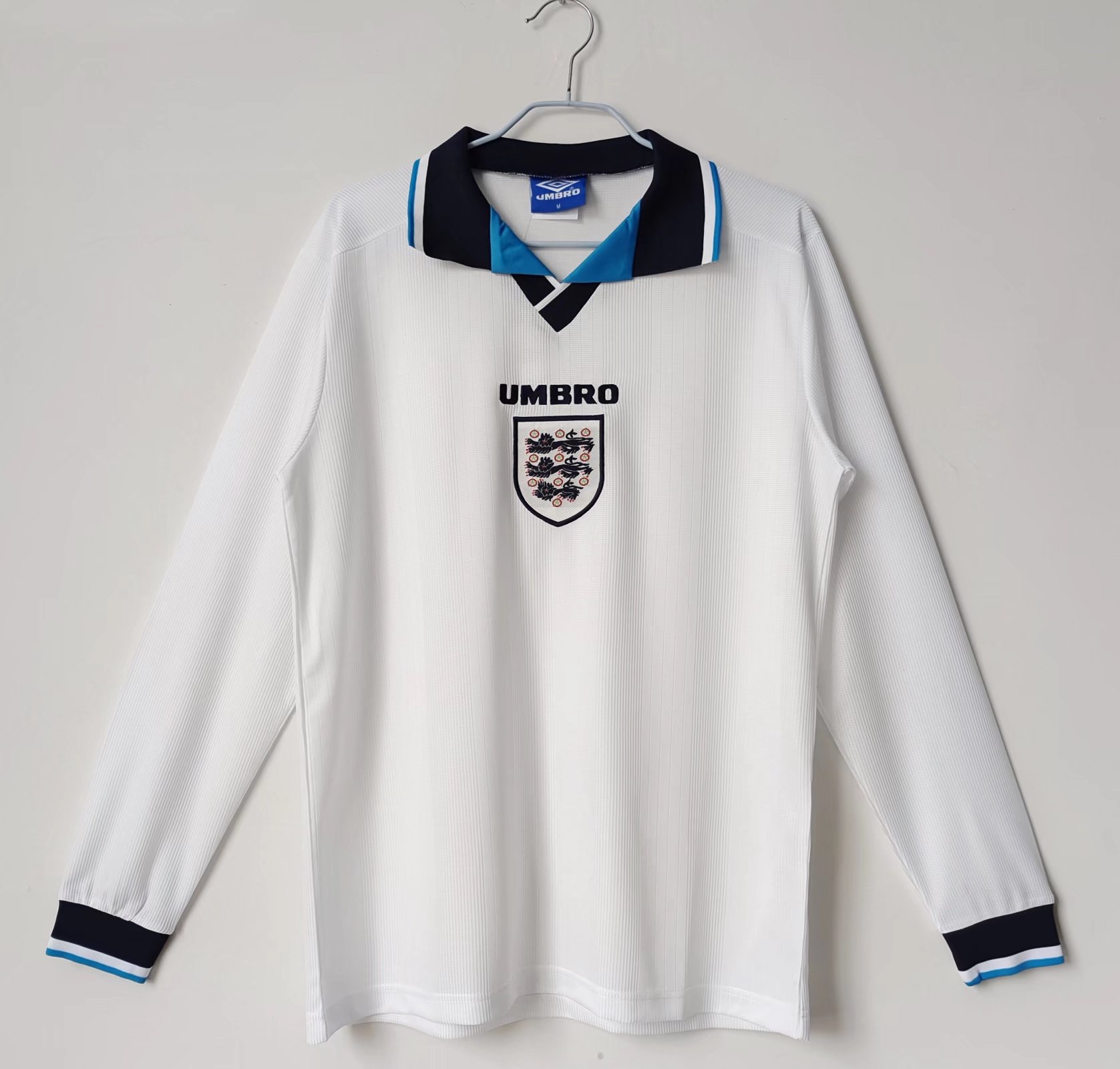 SIUjerseys-Retro England 1996 Home Stadium Long Sleeve Jersey
