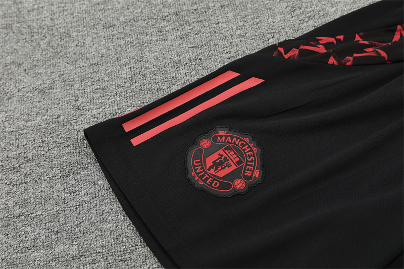 ManixJersey.com | Manchester United 24-25 Short-Sleeve Training Kids Kit - Black Red Camouflage -Customize Name, Number and Patch | Worldwide Shipping