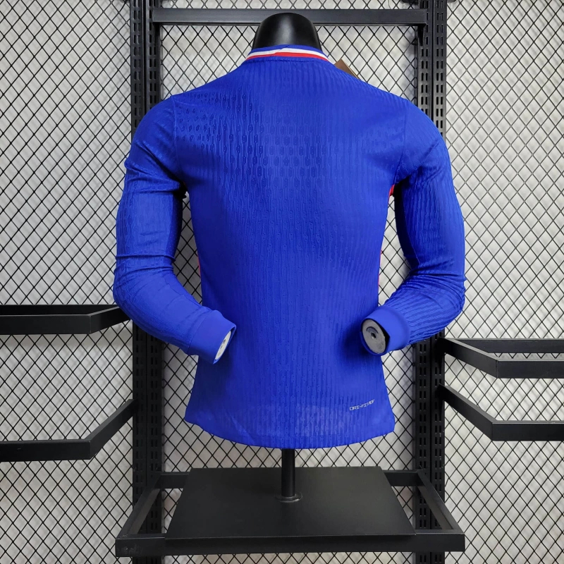 ManixJersey.com | France 2024 Home Long Sleeve Jersey - Player Version -Customize Name, Number and Patch | Worldwide Shipping