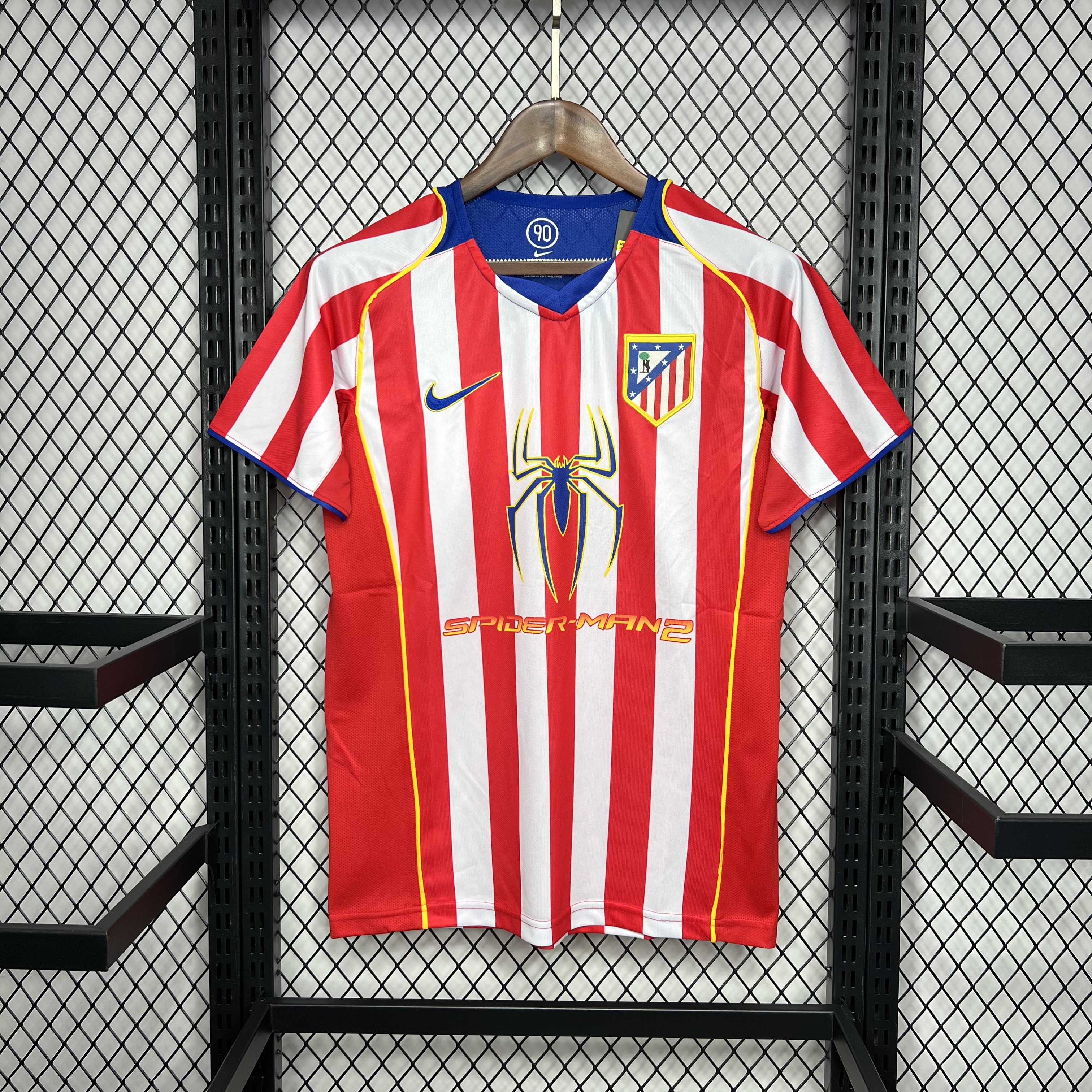 ManixJersey.com | Retro Atletico Madrid 2004-05 Home Stadium Jersey - S.p.i.d.e.r M.a.n -Customize Name, Number and Patch | Worldwide Shipping