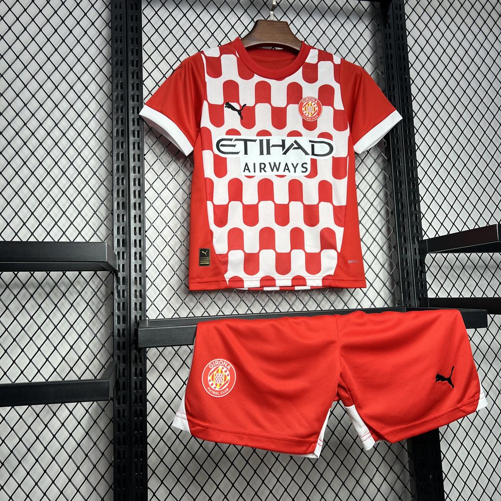 ManixJersey.com | Girona 24-25 Home Stadium Kids Kit -Customize Name, Number and Patch | Worldwide Shipping