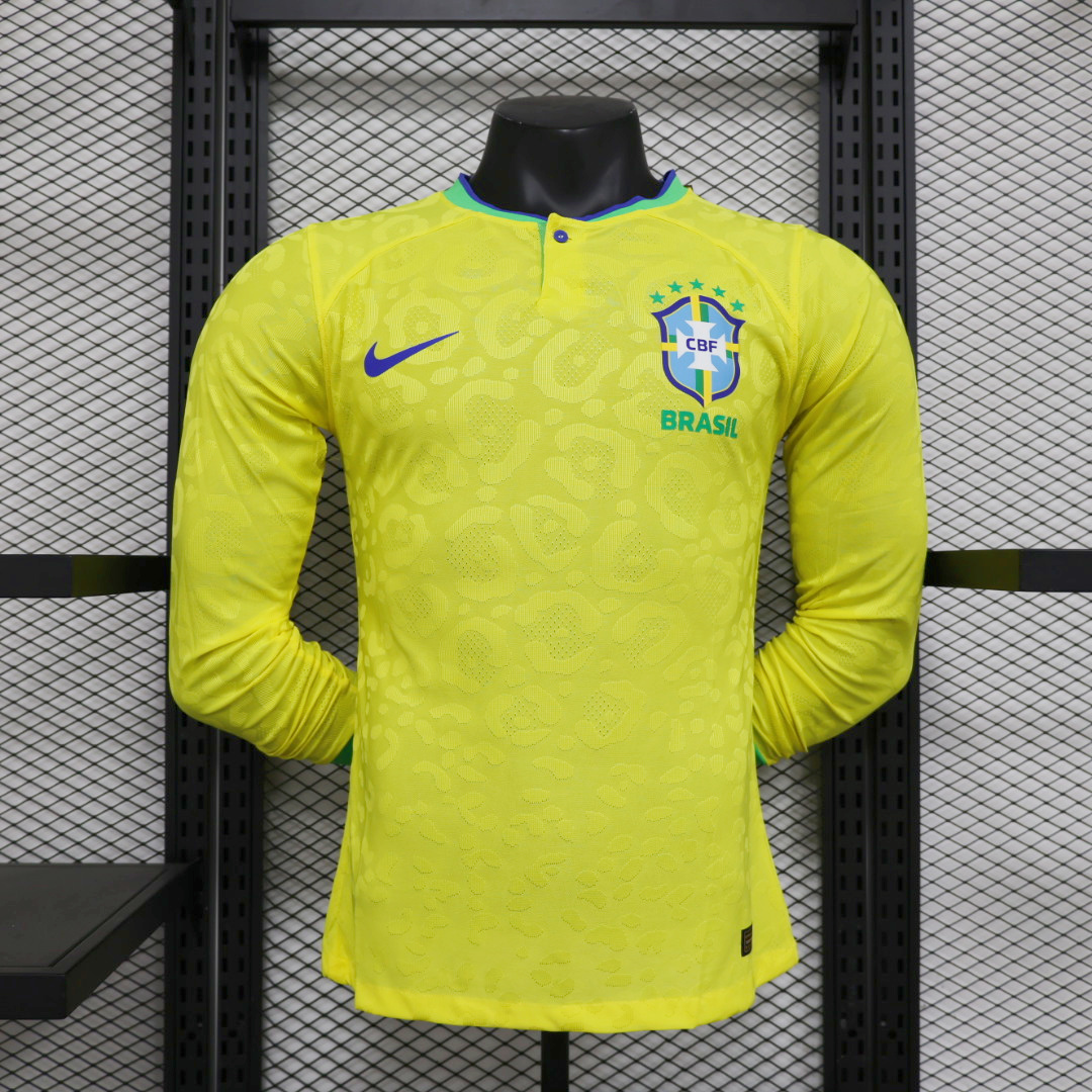 unitedfutballjersey-Brazil 22-23 Home Long Sleeve Jersey - Player Version