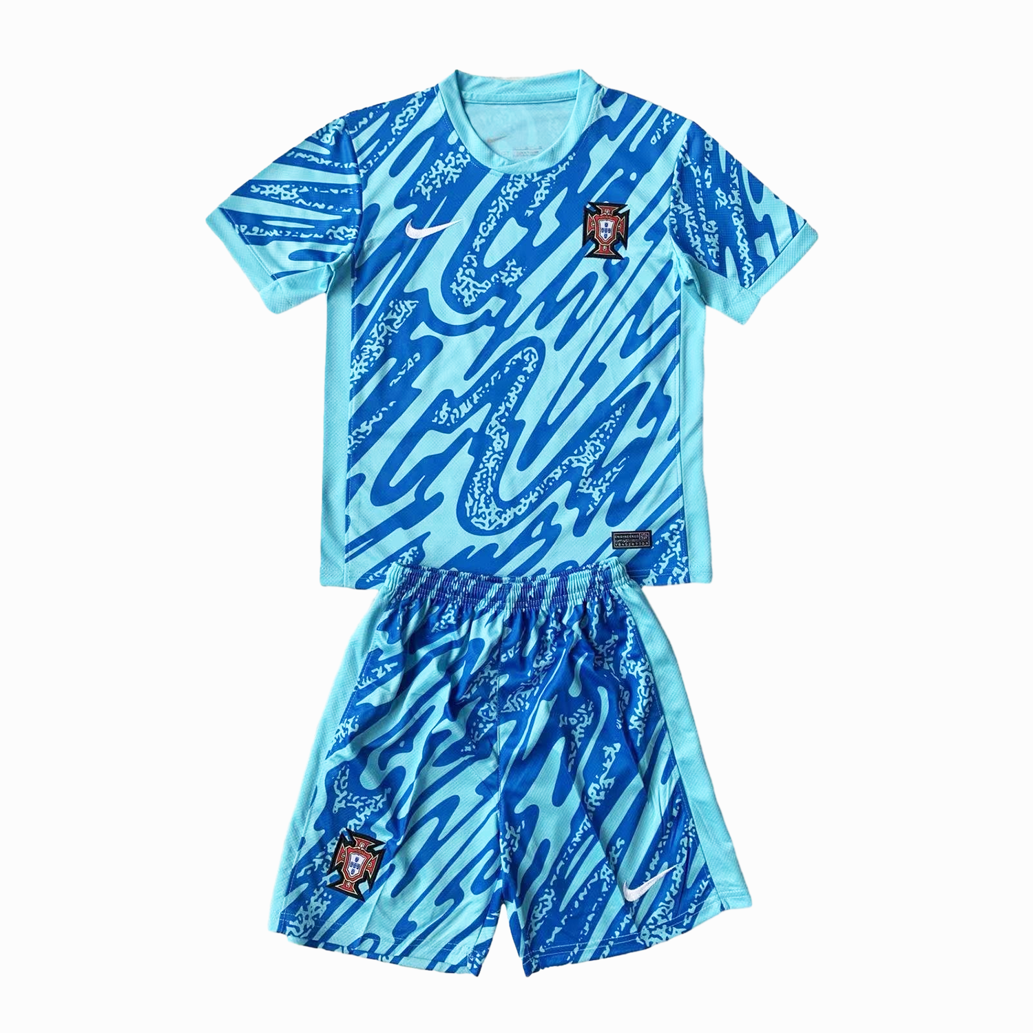 SIUjerseys-Portugal 2024 Goalkeeper Kids Kit - Lake Blue