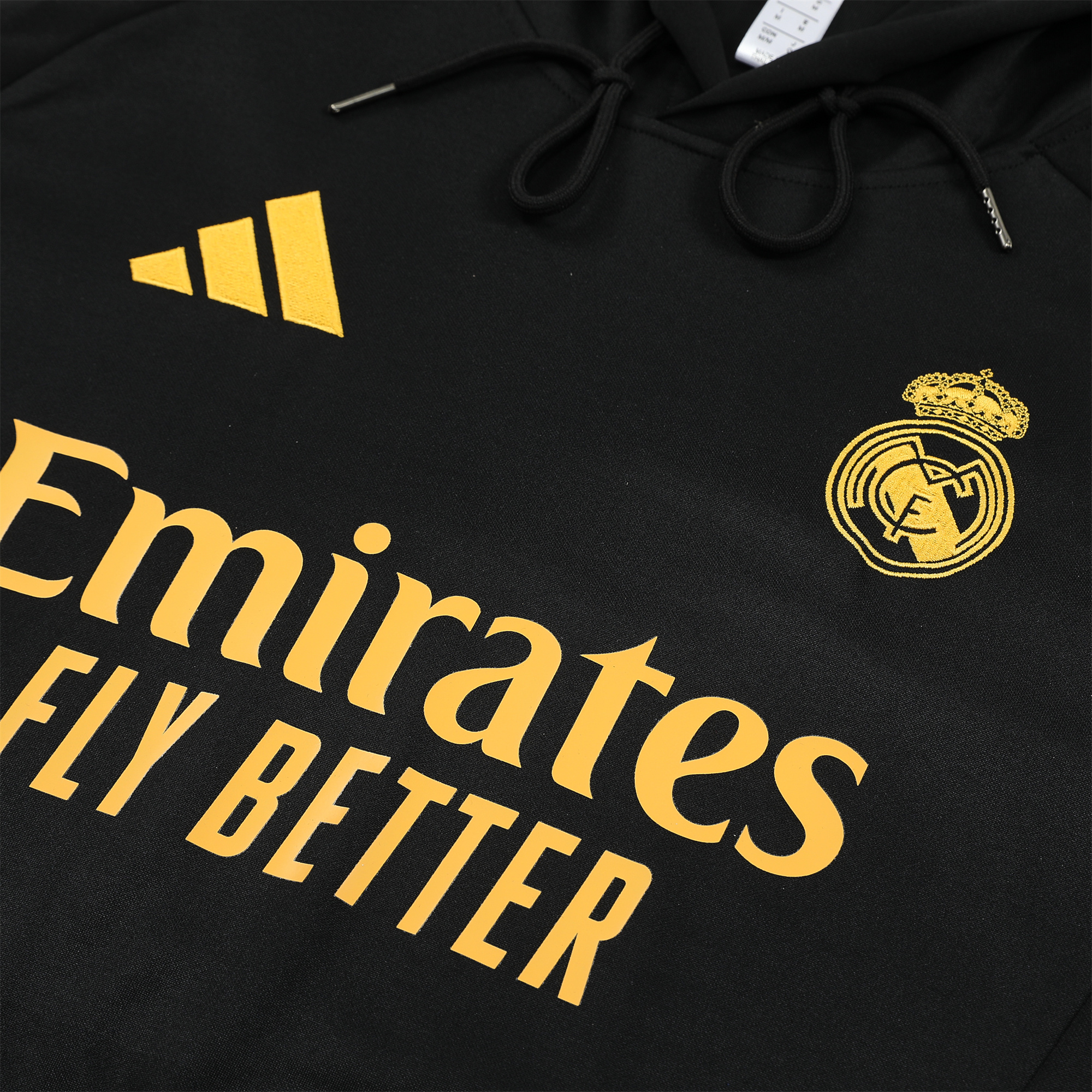 JerseysGala.com | Real Madrid 24-25 Long Sleeve Training Set - Black Gold -Customize Name, Number and Patch | Worldwide Shipping