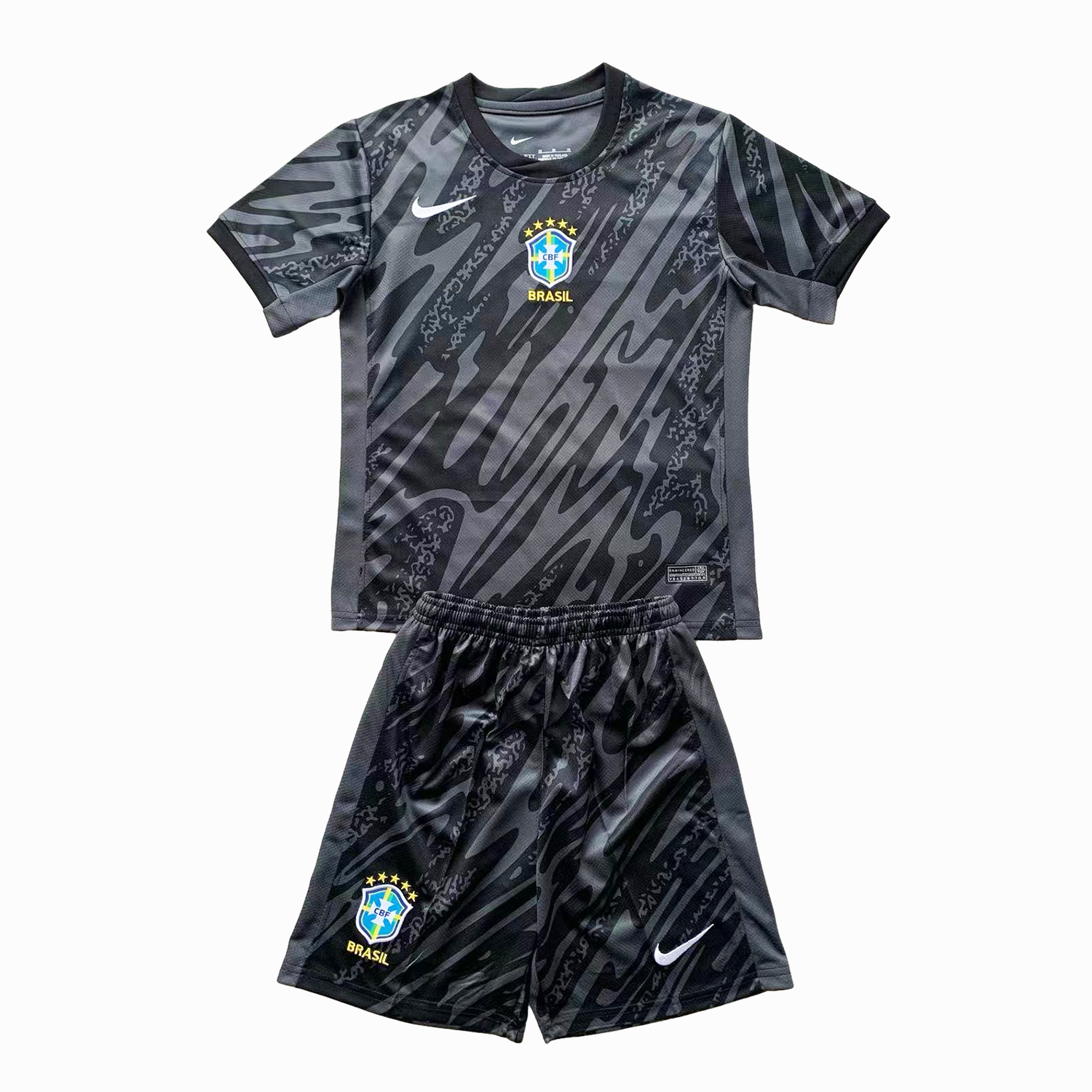 Brazil 2024 Goalkeeper Kids Kit - Black:football jersey mysite: unitedjerseyfootball 邓江浪:football