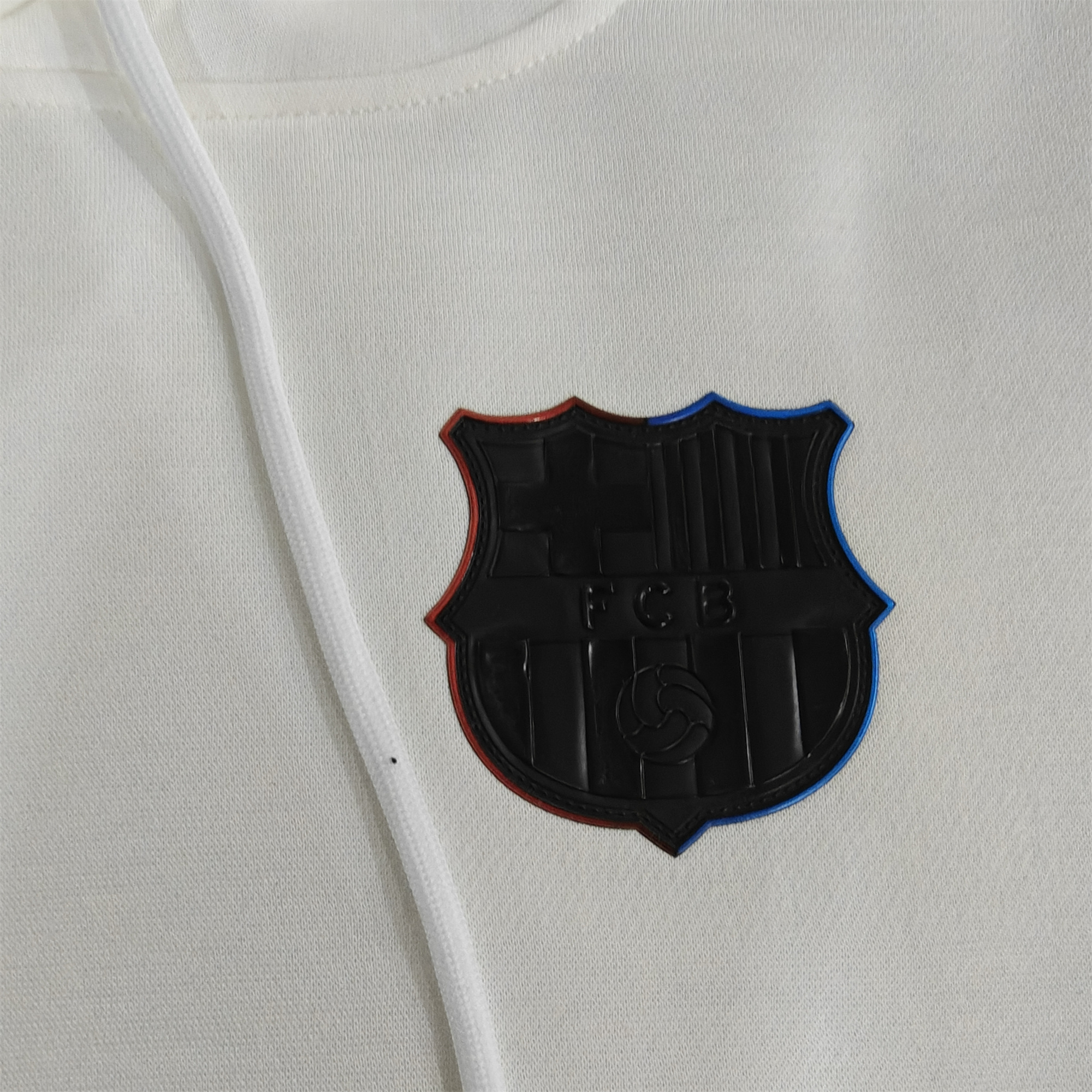 ManixJersey.com | Barcelona 24-25 Black Team Badge Hoodie - Off White -Customize Name, Number and Patch | Worldwide Shipping