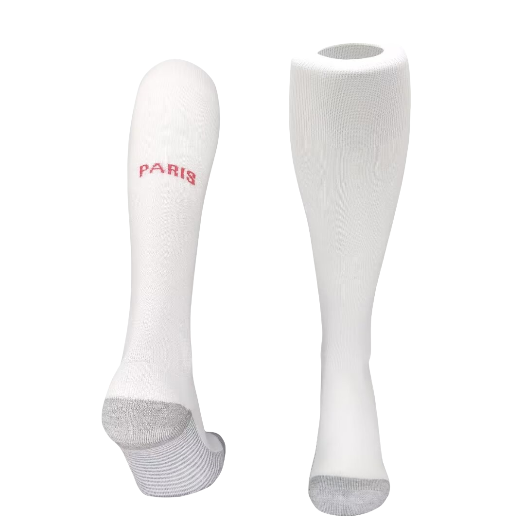 JerseysGala.com | Paris Saint-Germain PSG 24-25 Away Socks - White -Customize Name, Number and Patch | Worldwide Shipping