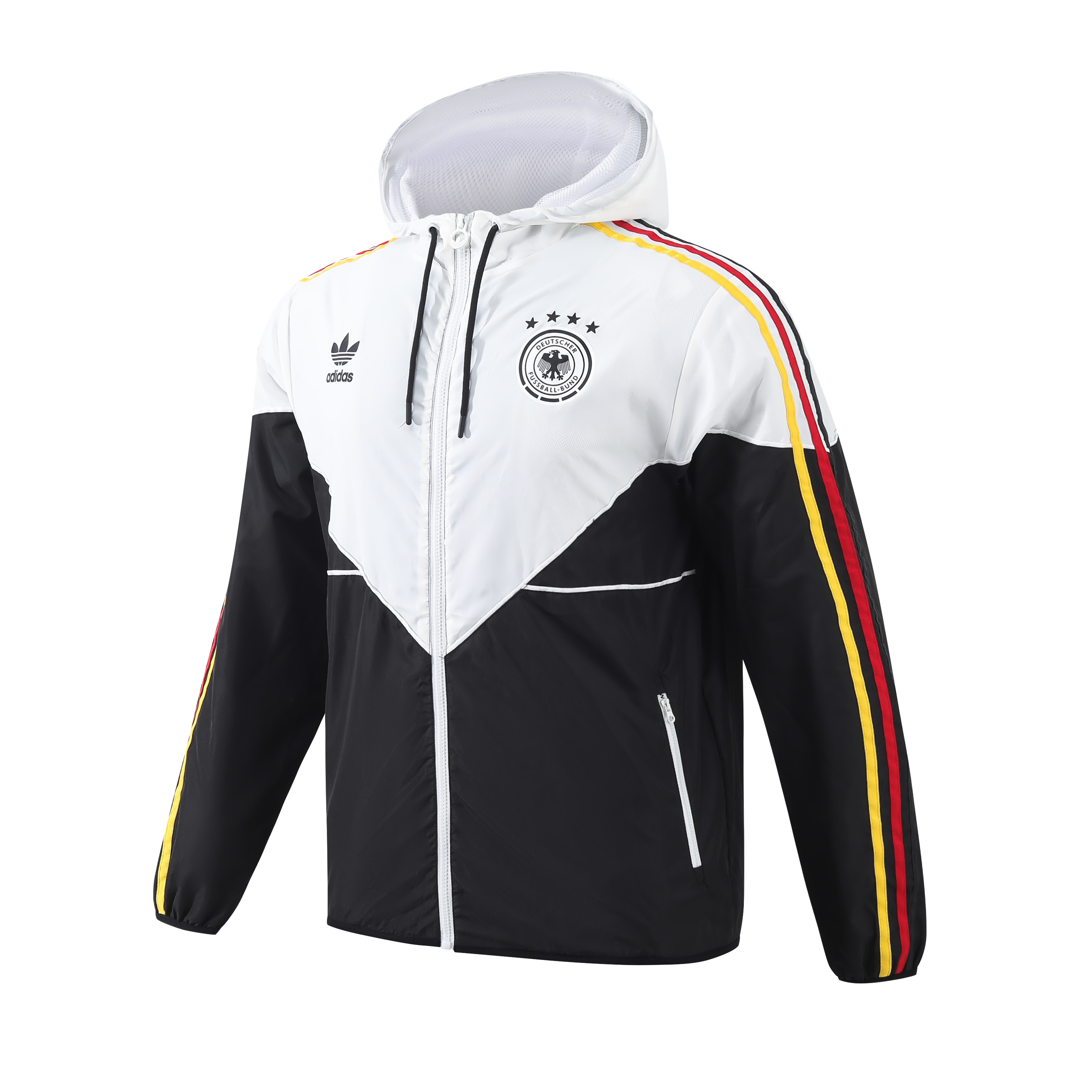 ManixJersey.com | Germany 2024 National Flag Tricolor Hooded Windbreaker - Player Version -Customize Name, Number and Patch | Worldwide Shipping