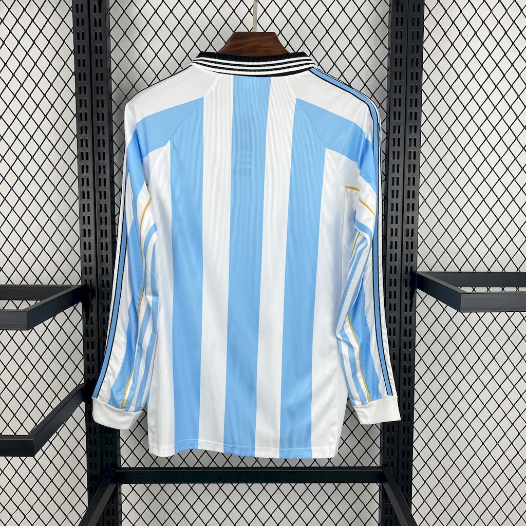 SIUjerseys-Retro Argentina 1998 Home Long Sleeves Jersey