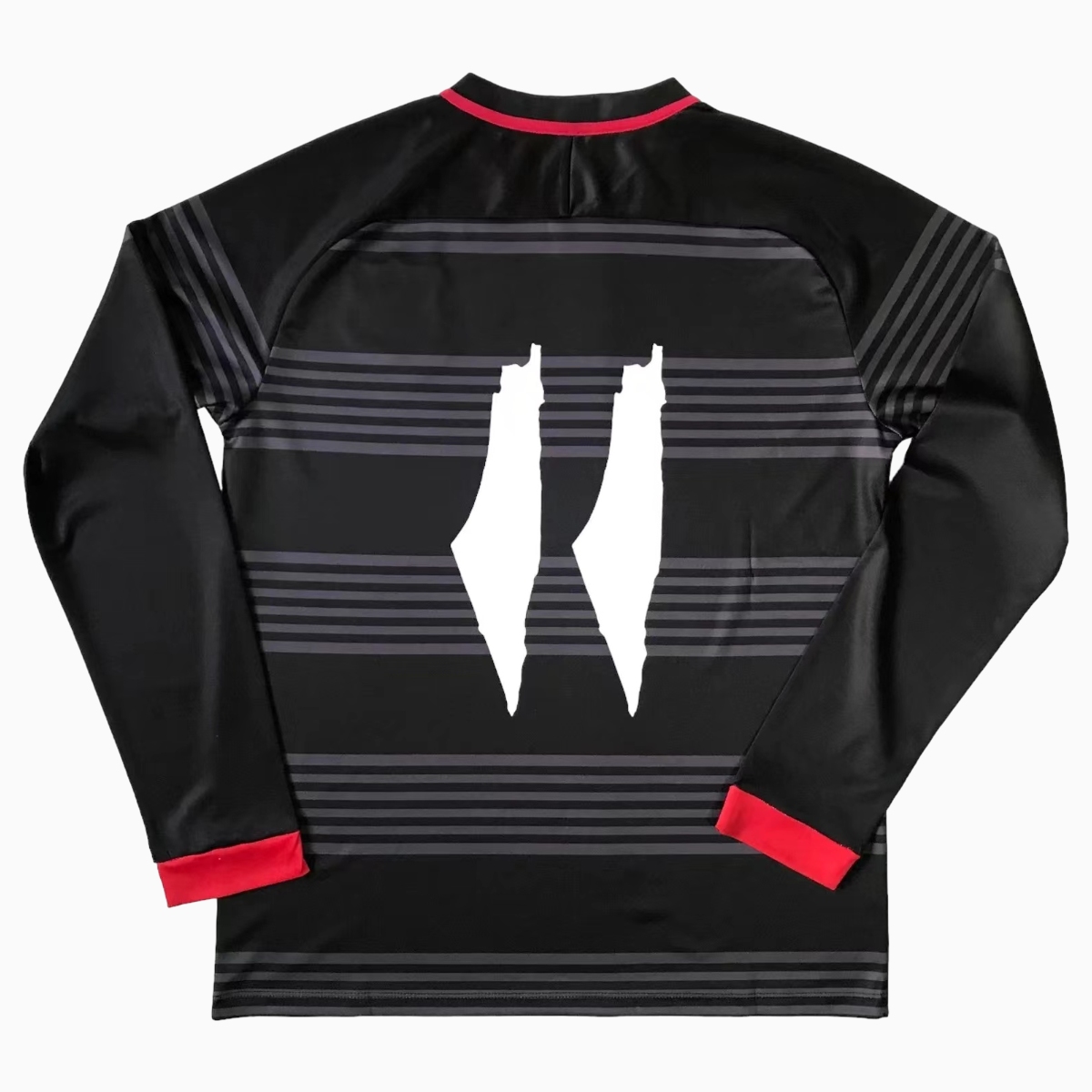 JerseysGala.com | FC Palestina 24-25 Black and Grey Striped Long Sleeve Jersey Jersey with Arabic and Pattern -Customize Name, Number and Patch | Worldwide Shipping