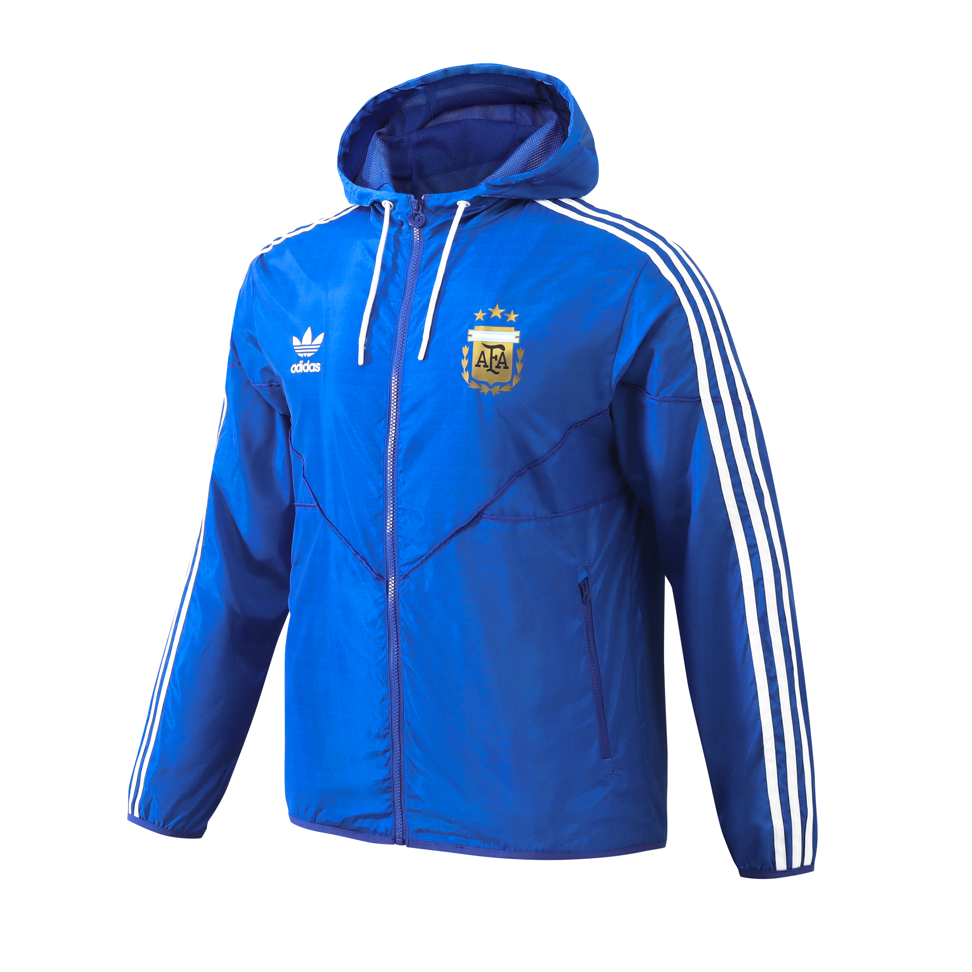 ManixJersey.com | Argentine 2024 Vintage Style Blue Hooded Windbreaker - Player Version -Customize Name, Number and Patch | Worldwide Shipping