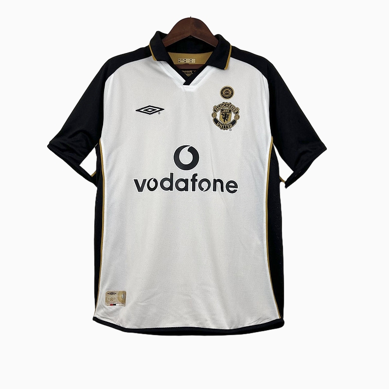 Higojerseys-Retro Manchester United 01-02 100th Anniversary Special Edition Jersey - White
