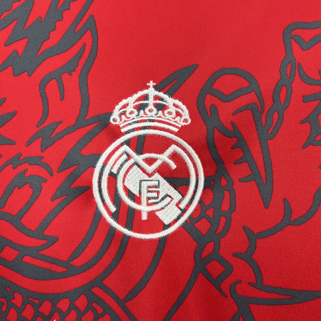 JerseysGala.com | Real Madrid 24-25 Red & Black Dragon Special Edition Jersey -Customize Name, Number and Patch | Worldwide Shipping