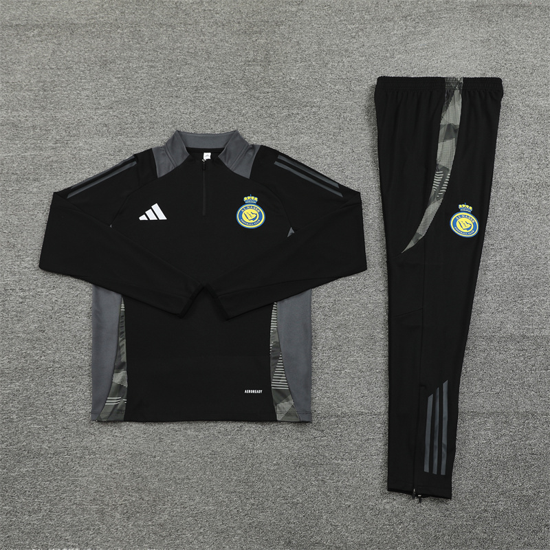 JerseysGala.com | Al Nassr Riyadh Victory 24-25 Long Sleeve Training Set - Black -Customize Name, Number and Patch | Worldwide Shipping