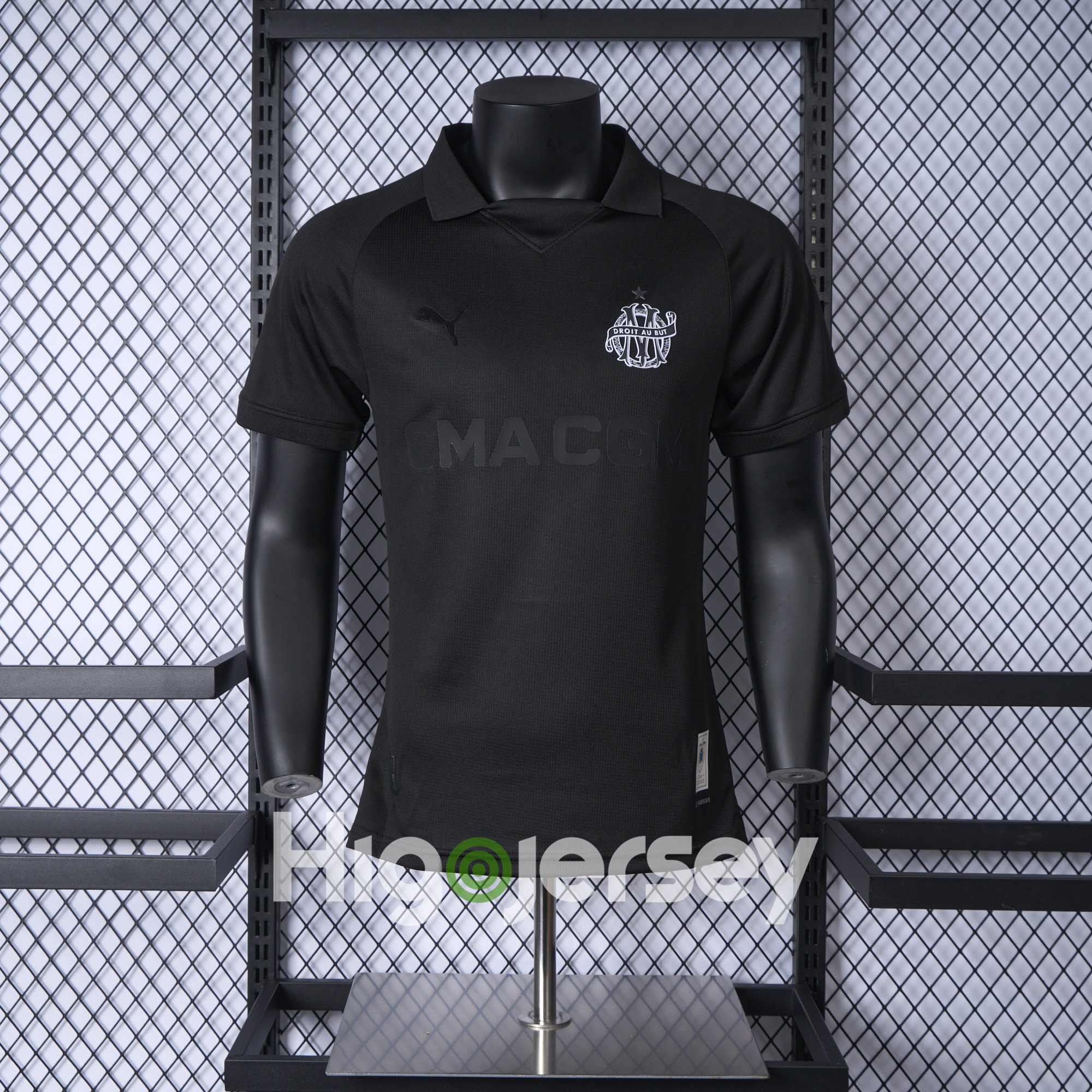 Higojerseys-Marseille 24-25 125th Anniversary Black Jersey - Player Version