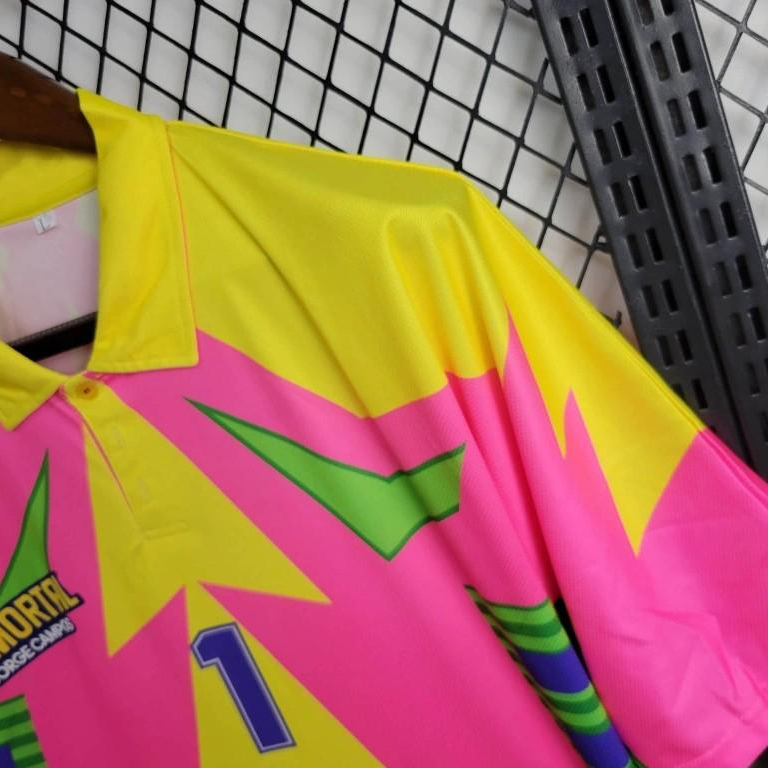ManixJersey.com | Retro Mexico 1998 World Cup Goalkeeper Pink Yellow Jersey -Customize Name, Number and Patch | Worldwide Shipping