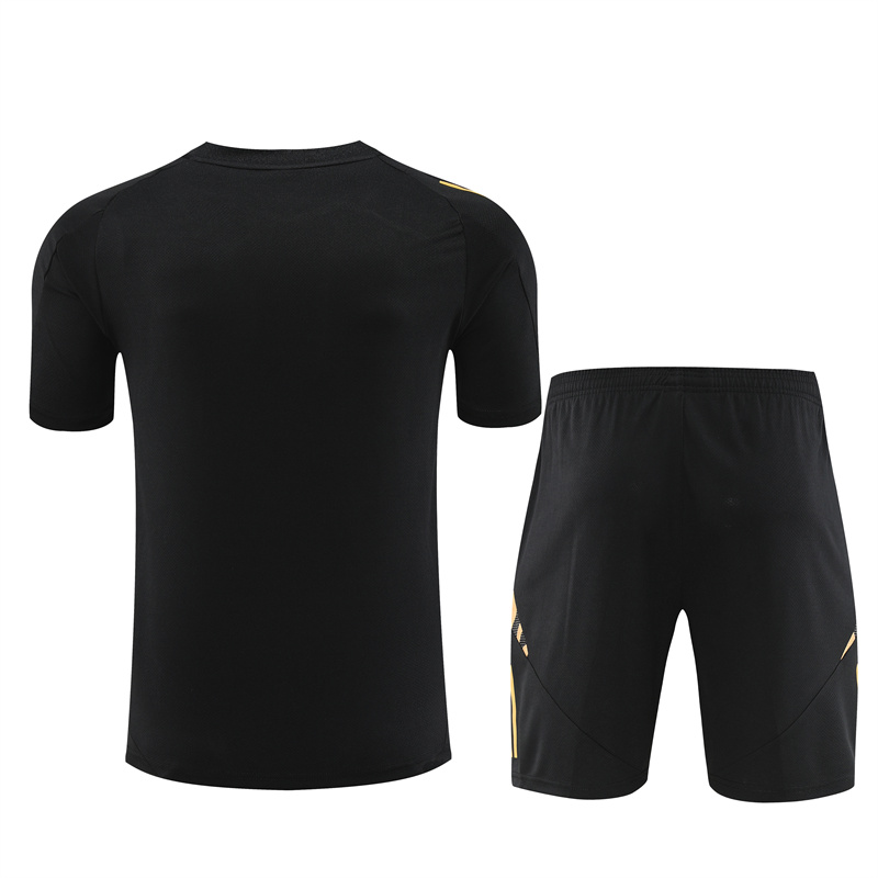 ManixJersey.com | Real Madrid 24-25 Short-Sleeve Training Kids Kit - Black Gold -Customize Name, Number and Patch | Worldwide Shipping