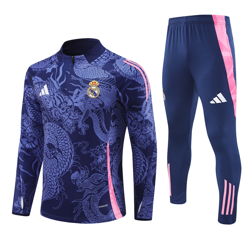 JerseysGala.com | Real Madrid 24-25 Long Sleeve Training Set - Blue Dragon -Customize Name, Number and Patch | Worldwide Shipping