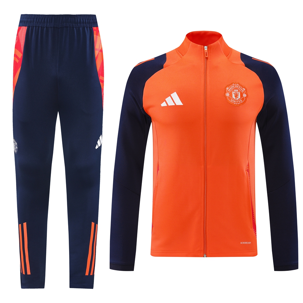 ManixJersey.com | Manchester United 24-25 Jacket Training Tracksuit - Orange -Customize Name, Number and Patch | Worldwide Shipping