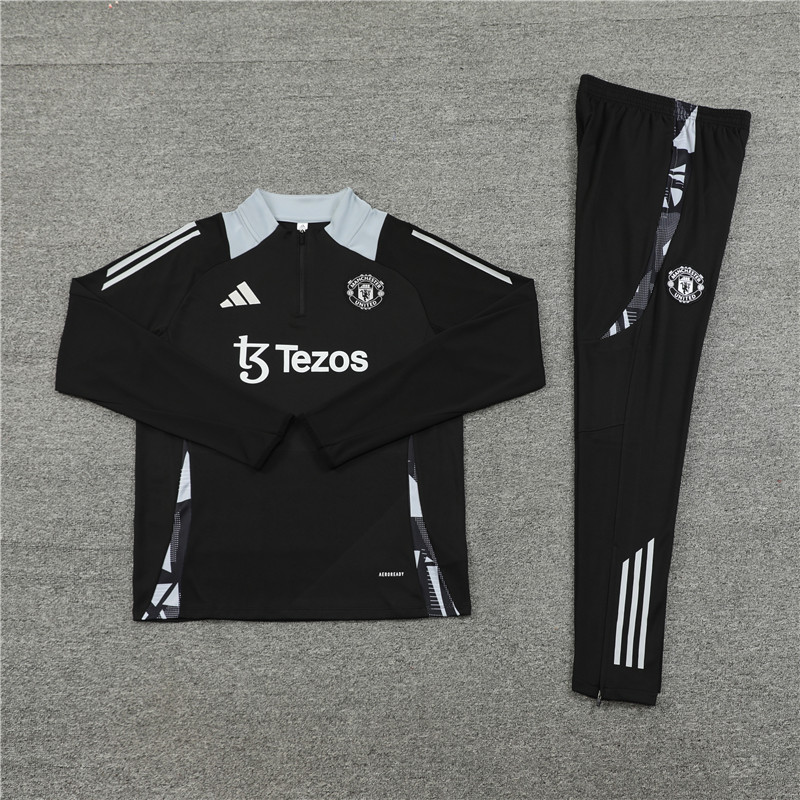 JerseysGala.com | Manchester United 24-25 Long Sleeve Training Set - Black -Customize Name, Number and Patch | Worldwide Shipping